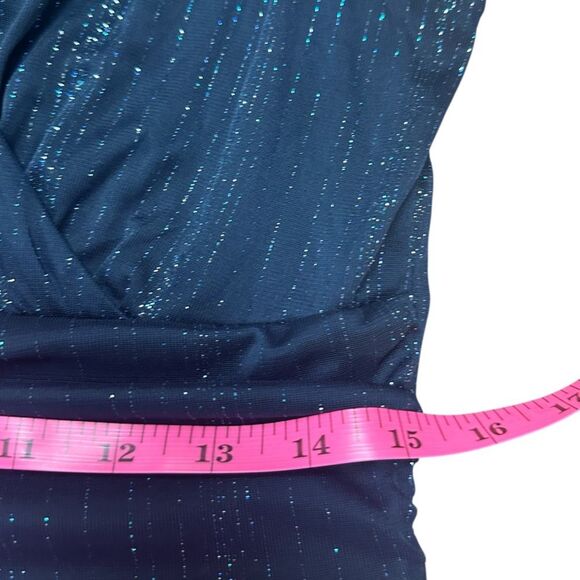 Alexa B Nites Shimmer Metallic Navy Maxi Dress Gown Formal Sleeveless NEW Size 8 - Picture 5 of 10